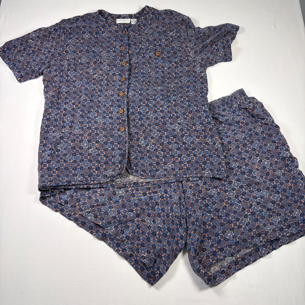 Vintage Elisabeth Pajama Set Floral Medallion Boho Grandmacore Cottage Women XL
